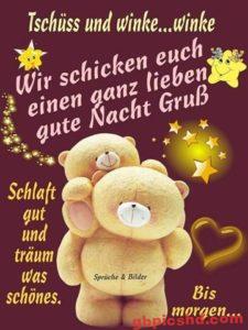 Gute Nacht Bilder mit liebevollen Grüßen und süßen Motiven