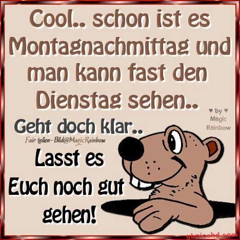Zeichnung eines lächelnden Bären mit einem aufmunternden Text zum Montagnachmittag.