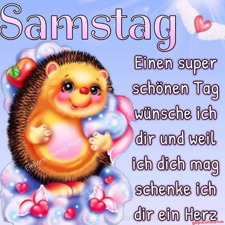 Niedlicher Igel mit Herzen und schöner Samstag-Wunsch.