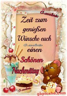 Grußkarte mit Eis, Kirschen und Bär für einen schönen Nachmittag