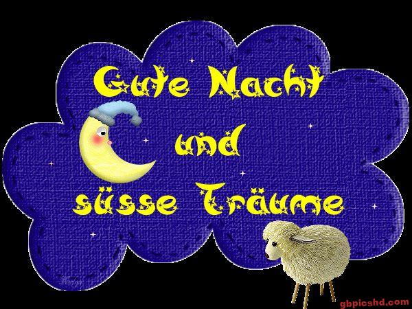 Nachtgruß mit Mondsichel und Schaf für gute Träume