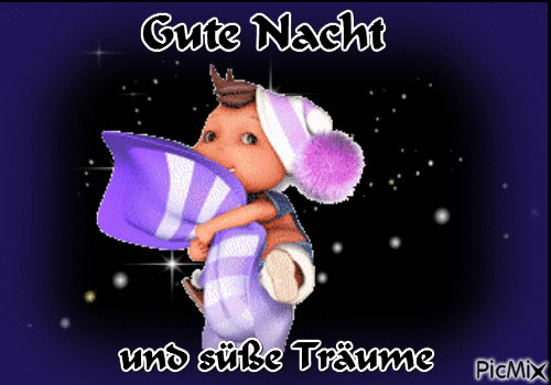 Ein kleines Kind in Schlafkleidung umarmt ein Kissen und wünscht eine gute Nacht.