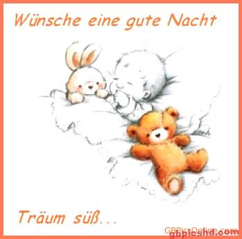 Zeichnung eines Babys und eines Teddybären im Bett mit der Gutenachtwünsche, niedlich und beruhigend.