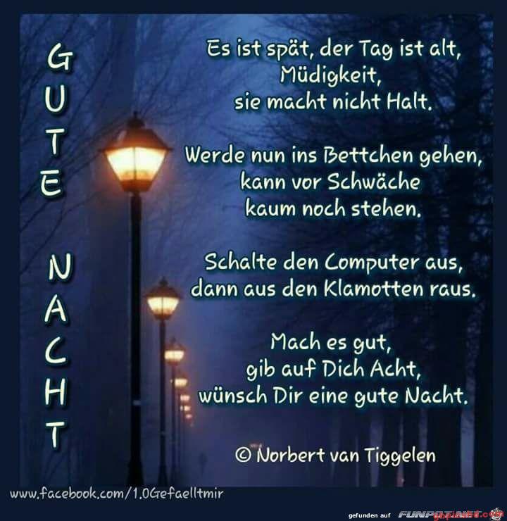 Straße bei Nacht mit Laternenlicht, passend zur guten Nacht Grußkarte.
