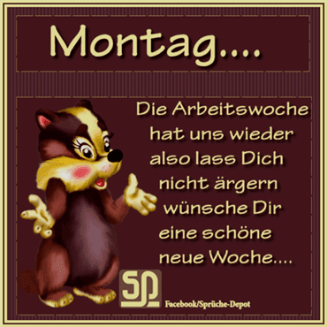 Cartoon-Tier mit Daumen hoch und positiver Montagsspruch zum Wochenbeginn.