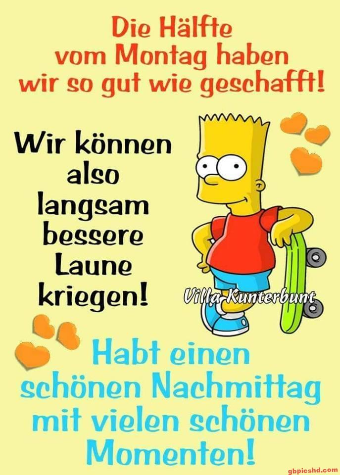 Bart Simpson lehnt entspannt mit Skateboard, Gruß für einen schönen Nachmittag