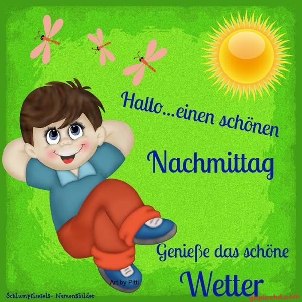 Lustiger Junge genießt sonnigen Nachmittag mit schönem Wetter und Libellen im Hintergrund.