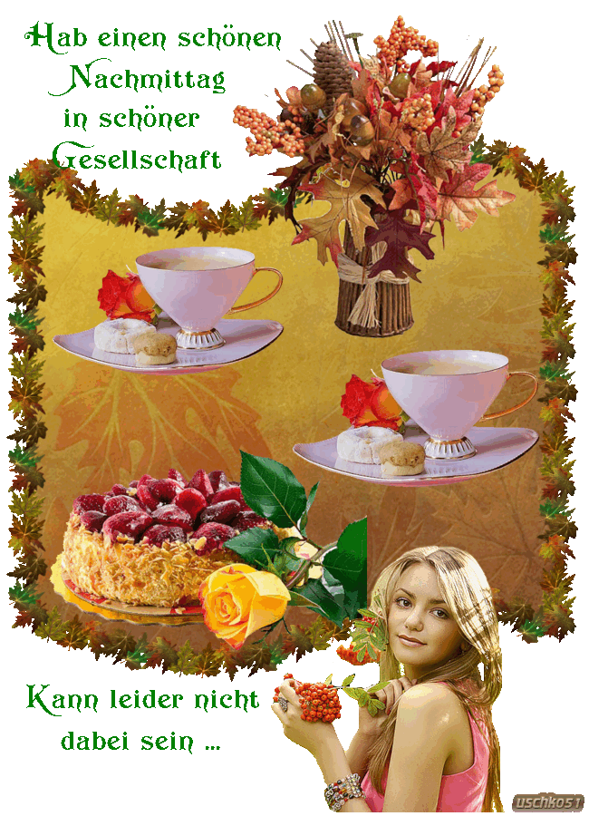 Herbstliche Teestunde mit Kuchen, Blumen und einer Frau in entspannter Atmosphäre.