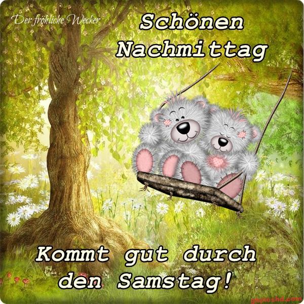 Zwei flauschige Bärenfreunde auf einer Schaukel im grünen Garten am Nachmittag.