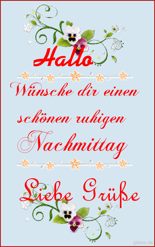 Grußkarte mit Blumendekoration und Wünschen für einen schönen ruhigen Nachmittag