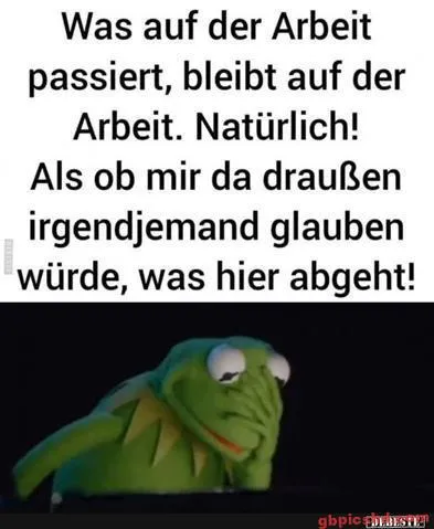 Kermit der Frosch schaut besorgt auf einen Text über Geheimnisse am Arbeitsplatz.