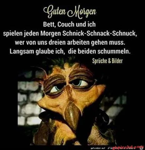 Karikatur eines Vogelcharakters mit schiefem Blick und Text über Schnick-Schnack-Schnuck.
