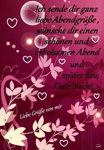 Hintergrund mit Blumen, Text über Gute Nacht Wünsche und herzliche Grüße.