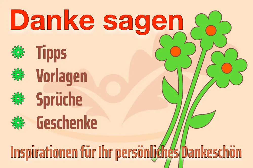 Farbenfrohes Poster mit Blumen und den Worten "Danke sagen" sowie weiteren Inspirationen.