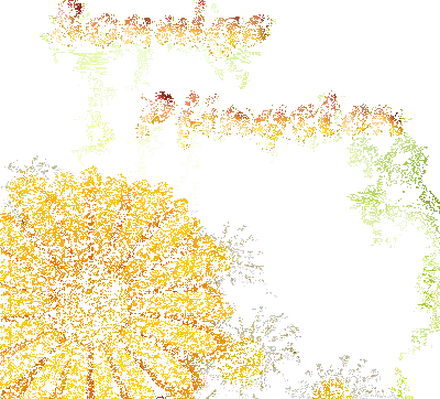 Gelbe Blume mit weißen Blüten im Hintergrund und dekorativer Schrift.