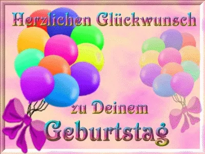 Feierlich und farbenfroh – ein schönes Geburtstagsmotiv. Bunte Ballons und Geburtstagsgrüße auf einem bunten Hintergrund.