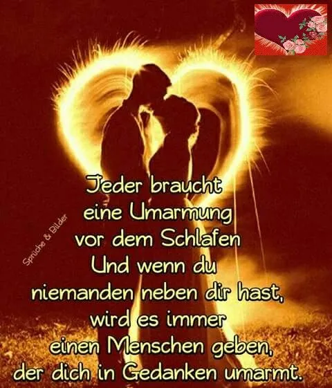 Ein Paar umarmt sich vor einem leuchtenden Herz-Hintergrund mit Text darüber.