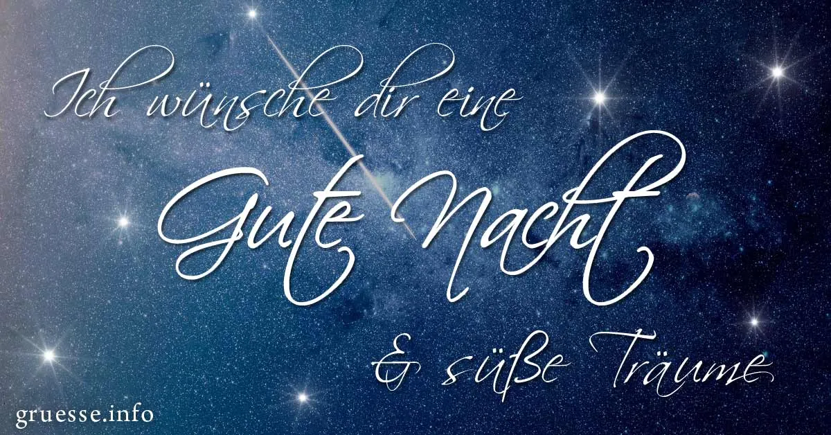 Hintergrund mit Sternen und Text: "Gute Nacht & süße Träume".