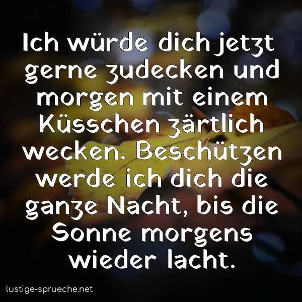 Text auf schwarzem Hintergrund mit einer liebevollen Botschaft über Zuneigung und Schutz.