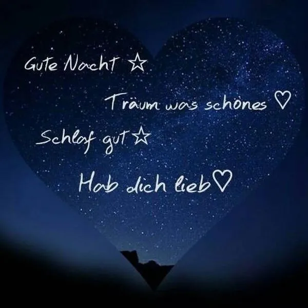Ein Herz aus Sternen mit dem Text: Gute Nacht, Träum was Schönes, Schlaf gut, Hab dich lieb.