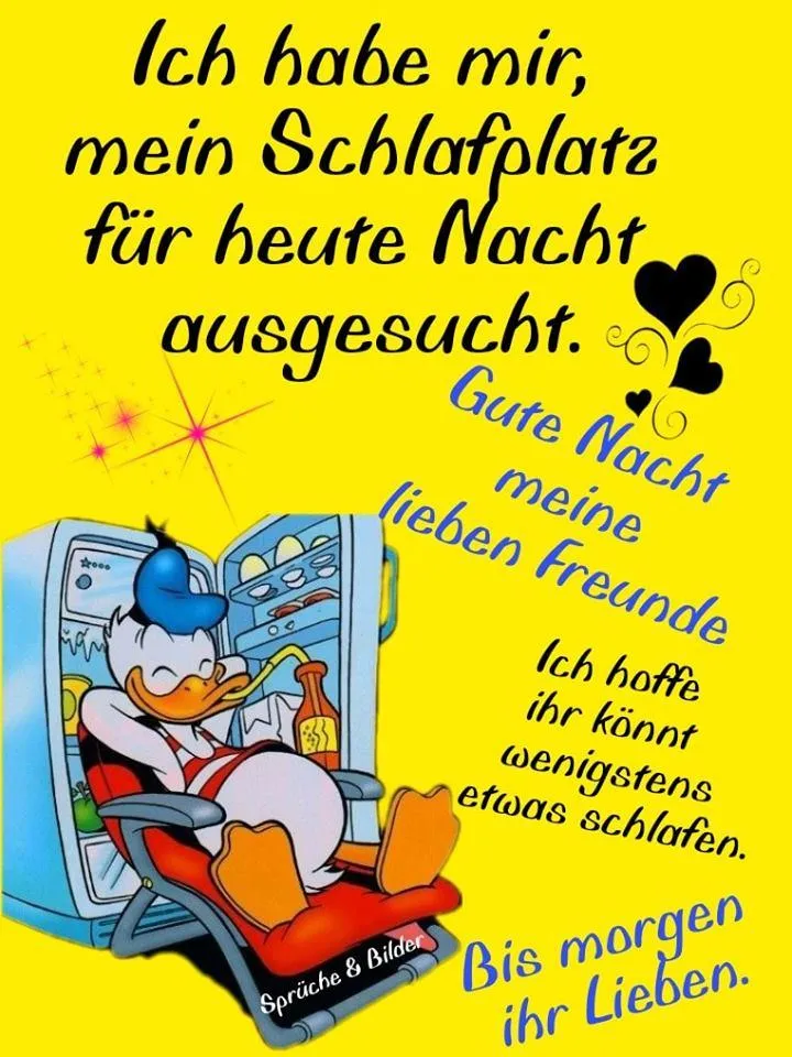 Donald Duck liegt entspannt in einem Kühlschrank mit einem Schlafsack.