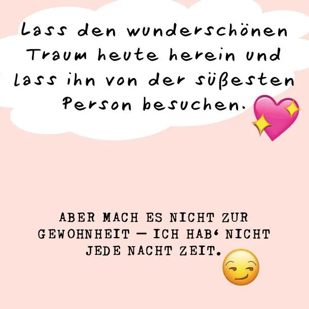 Text in pinker Schrift auf rosa Hintergrund, mit Wolkenmotiven.