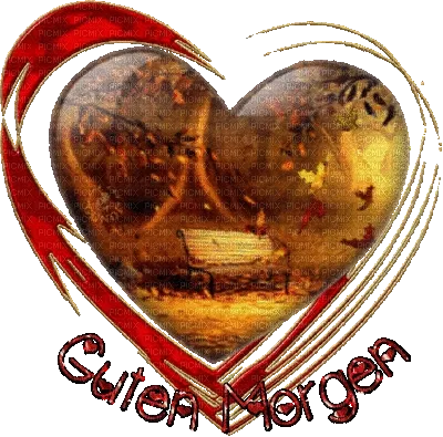 Herzform mit einem schönen Morgenbild und dem Text "Guten Morgen".