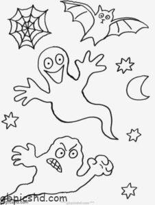 Halloween Bilder zum Abmalen: Süße Geister, Kürbisse und Hexen