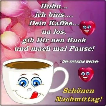 Eine Tasse mit einem lächelnden Gesicht und Herzchen, Einladung zur Kaffeepause.